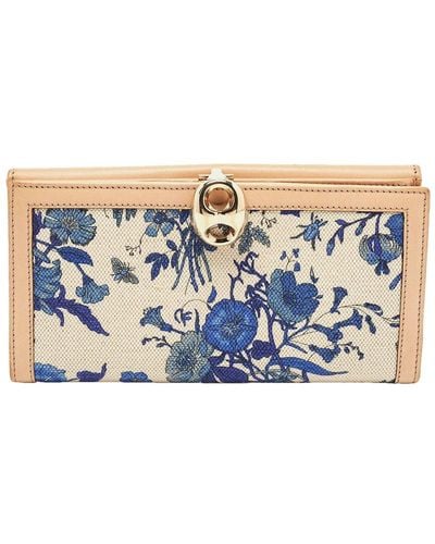 Gucci Wave Floral Print Canvas And Leather Contine - Blue