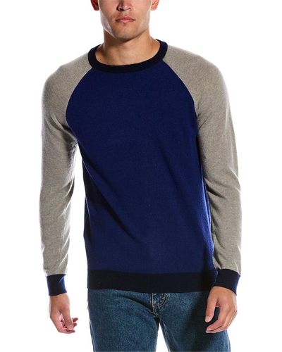 SCOTT & SCOTT LONDON Contrast Wool & Cashmere-blend Sweater - Blue