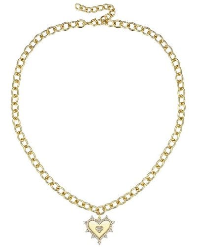 Rachel Glauber 14k Plated Cz Sunshine Heart Necklace - Metallic