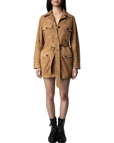 Zadig & Voltaire Mikel Leather Coat - Natural