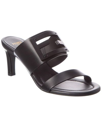 Fendi Baguette Leather Sandal - Black