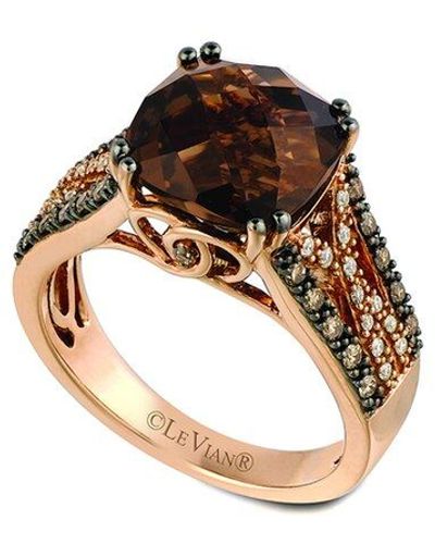 Le Vian ® Chocolate Quartz® 14k Rose Gold 4.11 Ct. Tw. Diamond & Smoky Quartz Half-eternity Ring - Metallic