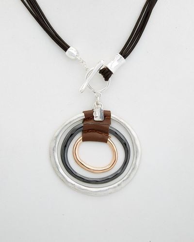 Robert Lee Morris Silver Orbital Pendant Necklace - White