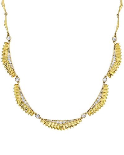 Rina Limor 14k 1.16 Ct. Tw. Diamond Fan Shape Necklace - Metallic