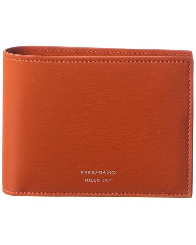 Ferragamo Classic Leather Bifold Wallet - Orange