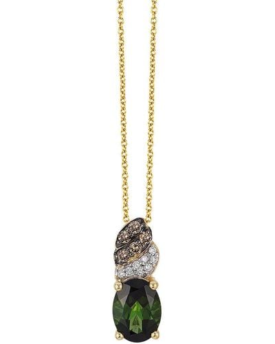 Le Vian 14k Green Gold 1.20 Ct. Tw. Diamond & Green Tourmaline Pendant Necklace - Metallic