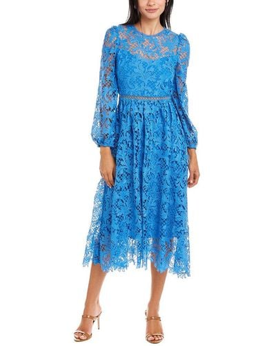 ML Monique Lhuillier Lace Midi Dress - Blue