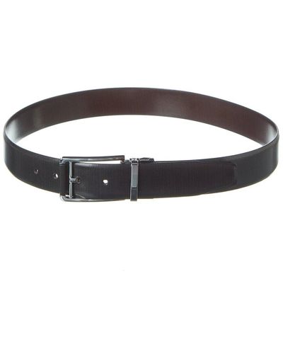 Hart Schaffner Marx Techno Grain Reversible Leather Belt - Black