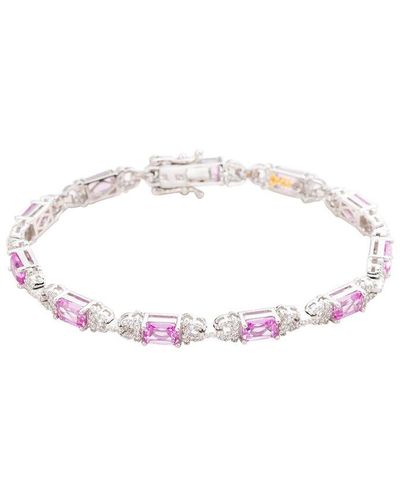 Suzy Levian Silver 0.02 Ct. Tw. Diamond & Gemstone Bracelet - Multicolor