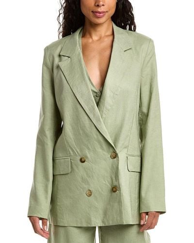 Nicholas Ayla Double-breasted Linen Blazer - Green