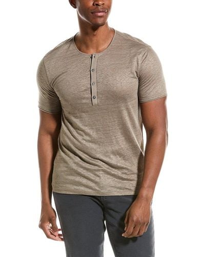 John Varvatos Bleecker Regular Fit Linen Henley - Gray