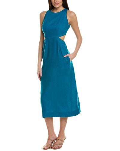 Boden Cutout Linen Midi Dress - Blue