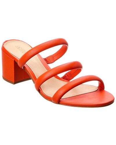 SCHUTZ SHOES Olly Mid Block Leather Sandal - Red