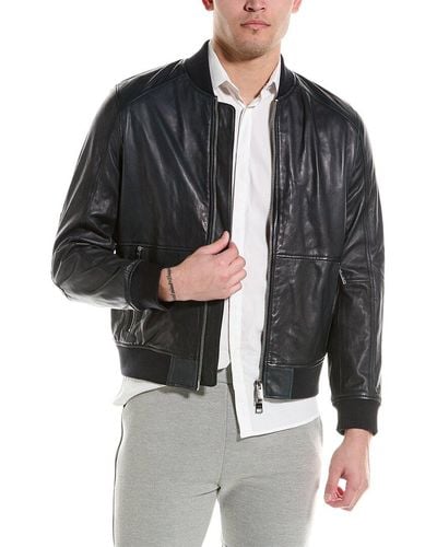 Armani Exchange Blouson Leather Jacket - Black