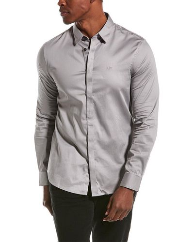 Armani Exchange Slim Fit Woven Shirt - Gray
