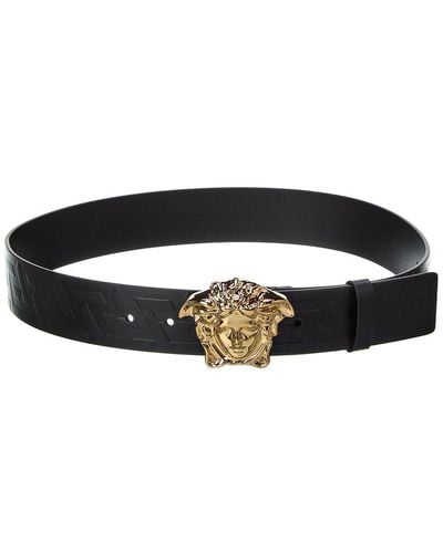 Versace La Medusa Greca Leather Belt - Black