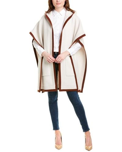 Burberry Logo Graphic Jacquard Hooded Wool & Cashmere-blend Cape - Natural