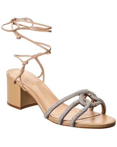 SCHUTZ SHOES Joane Mid Leather Sandal - Metallic