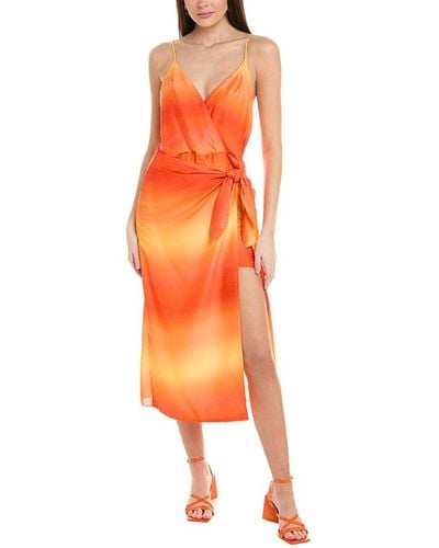 ViX Carole Gisa Linen-blend Midi Dress - Orange