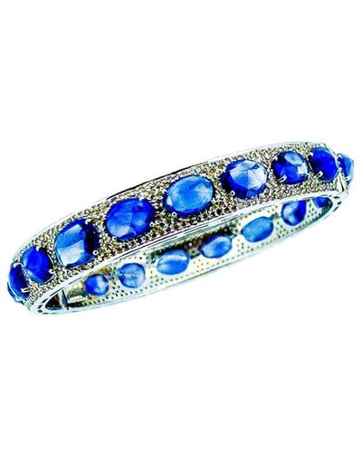 Arthur Marder Fine Jewelry Silver 30.10 Ct. Tw. Diamond & Sapphire Bangle - Blue