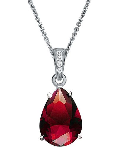 Genevive Jewelry 14k White Gold Over Silver Cz Necklace - Red