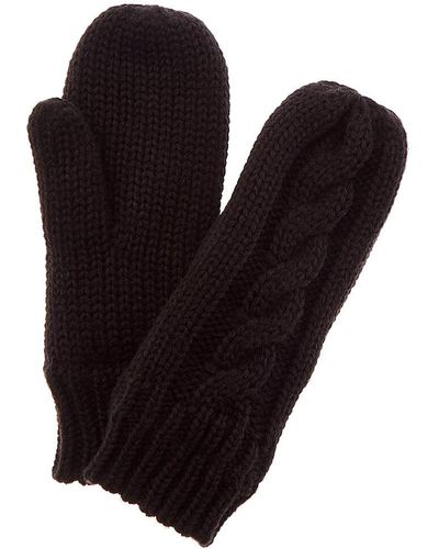 Hat Attack Cable Knit Lined Mittens - Black