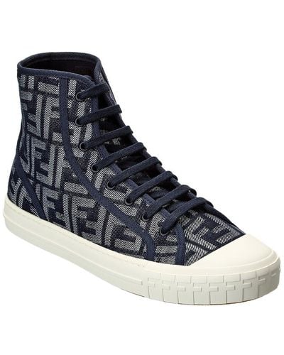 Fendi Domino Ff Canvas High-top Sneaker - Blue