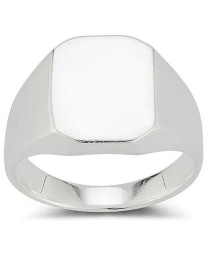 YIELD OF MEN Yield Of Silver Square Signet Ring - White