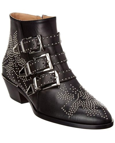 Chloé Susanna Black Leather Ankle Boots