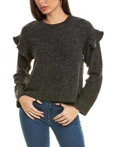 Sol Angeles Brushed Boucle Flounce Pullover - Gray