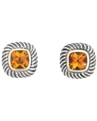 David Yurman Cable Collection 14K & Citrine Earrings (Authentic Pre- Owned) - Metallic
