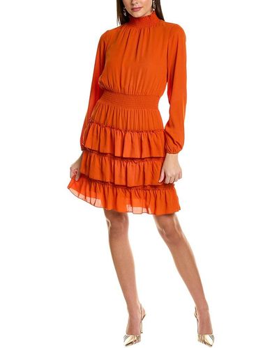 Nanette Lepore Crepe Chiffon Mini Dress - Orange