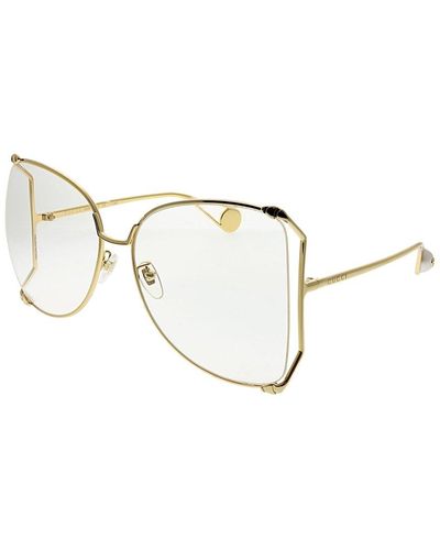 Gucci Transparent Oversized Ladies Sunglasses  001 63 - Yellow