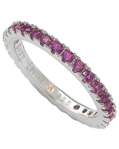 Suzy Levian Silver Cz Stackable Ring - Pink