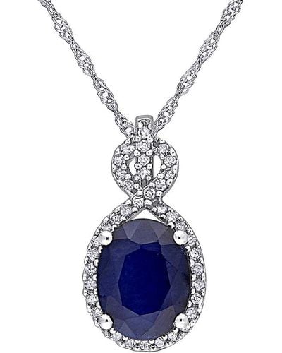Rina Limor 10k 2.81 Ct. Tw. Diamond & Sapphire Pendant Necklace - Blue