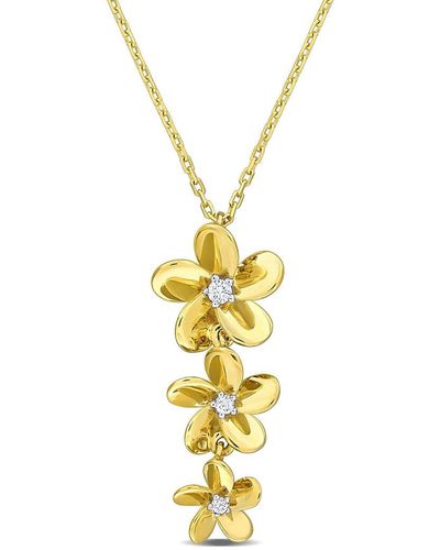 Rina Limor Floral 0.05 Ct. Tw. Diamond Floral Necklace - Metallic
