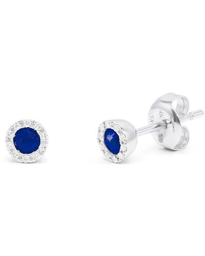 Diana M. Jewels Fine Jewelry 14k 0.29 Ct. Tw. Diamond & Sapphire Halo Studs - Blue