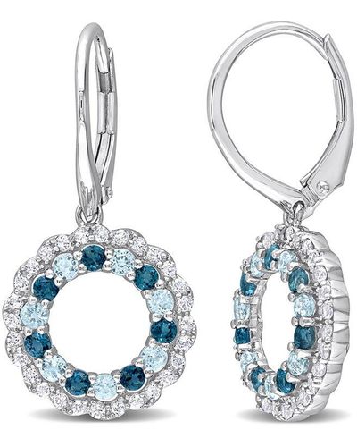 Rina Limor Silver 1.96 Ct. Tw. Gemstone Open Circle Drop Earrings - Blue