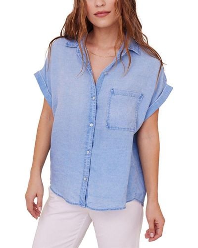 Bella Dahl Pocket Button Down Linen Shirt - Blue