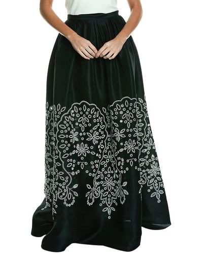 Carolina Herrera Embroidered Silk Ball Skirt - Green