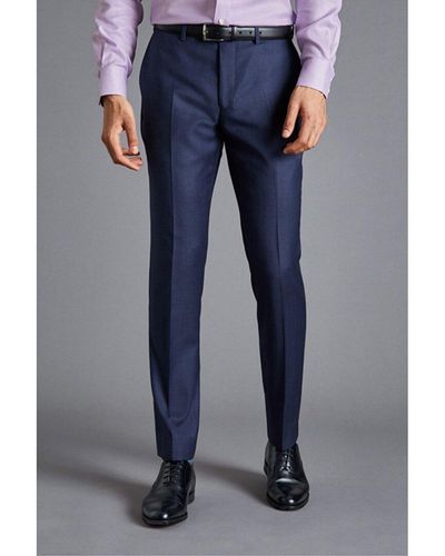 Charles Tyrwhitt Italian Suit Slim Fit Wool Trouser - Blue