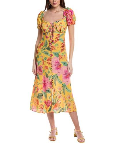 FARM Rio Macaw Bloom Midi Dress - Yellow