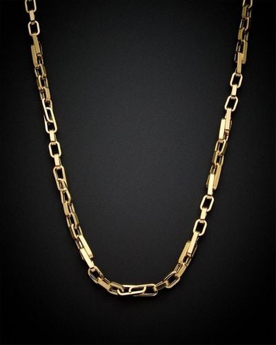 Italian Gold 14k Mixed Oval Link Necklace - Black