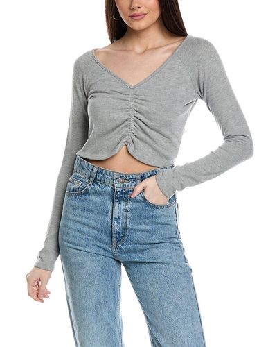 Project Social T Paradise Cozy Ruched Front Top - Blue