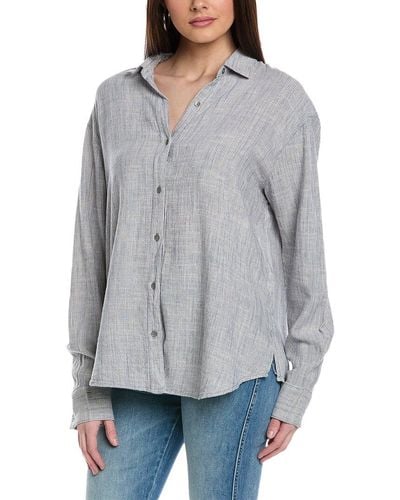 Splendid Cheyenne Stripe Button-down Linen-blend Shirt - Gray