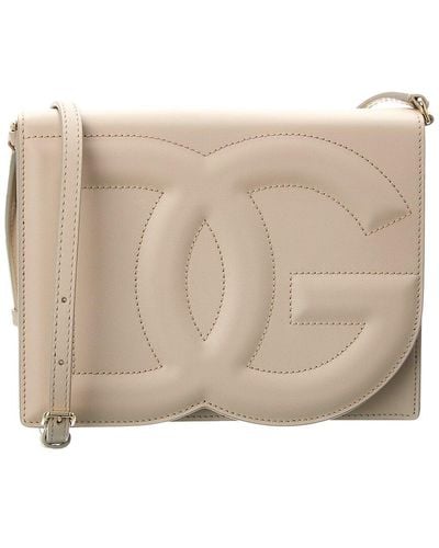 Dolce & Gabbana Logo Leather Shoulder Bag - Natural