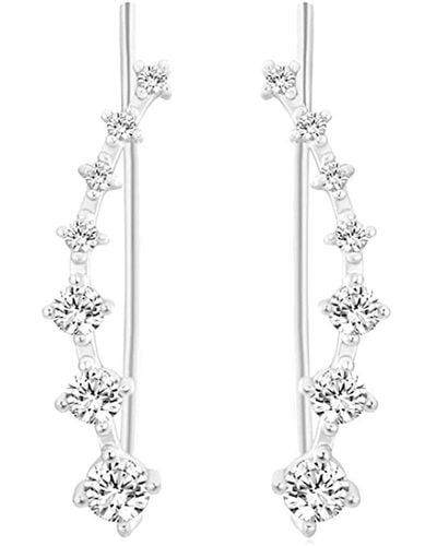 Liv Oliver Silver Plated Climber Earrings - White