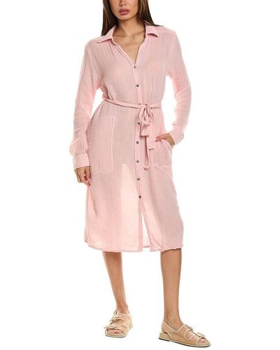 Michael Stars Cleo Button Down Shirt Dress - Pink