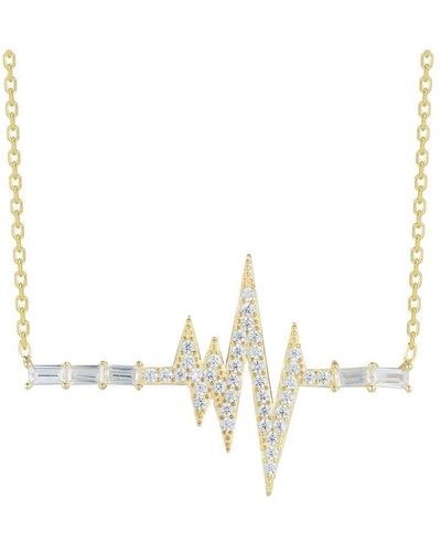 Glaze Jewelry Silver Cz Heart Beat Necklace - White