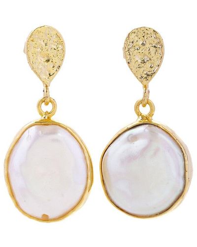 Saachi 18k Plated Pearl Full Moon Dangle Earrings - White